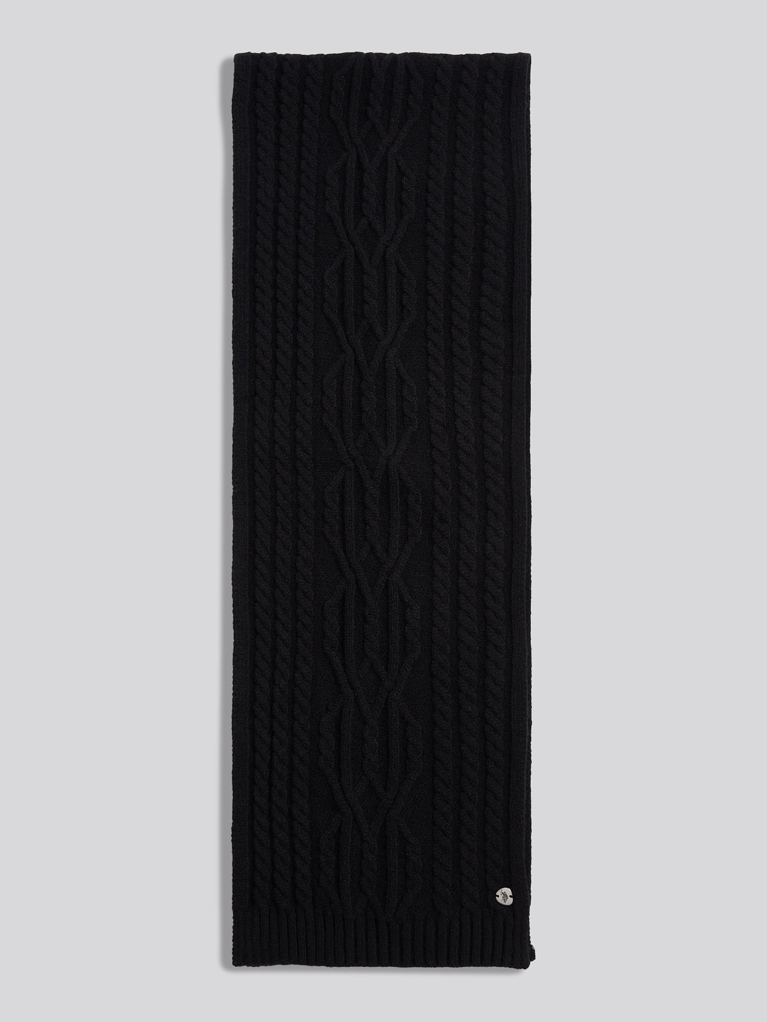 Womens Hanging Twist Cable Scarf in Black