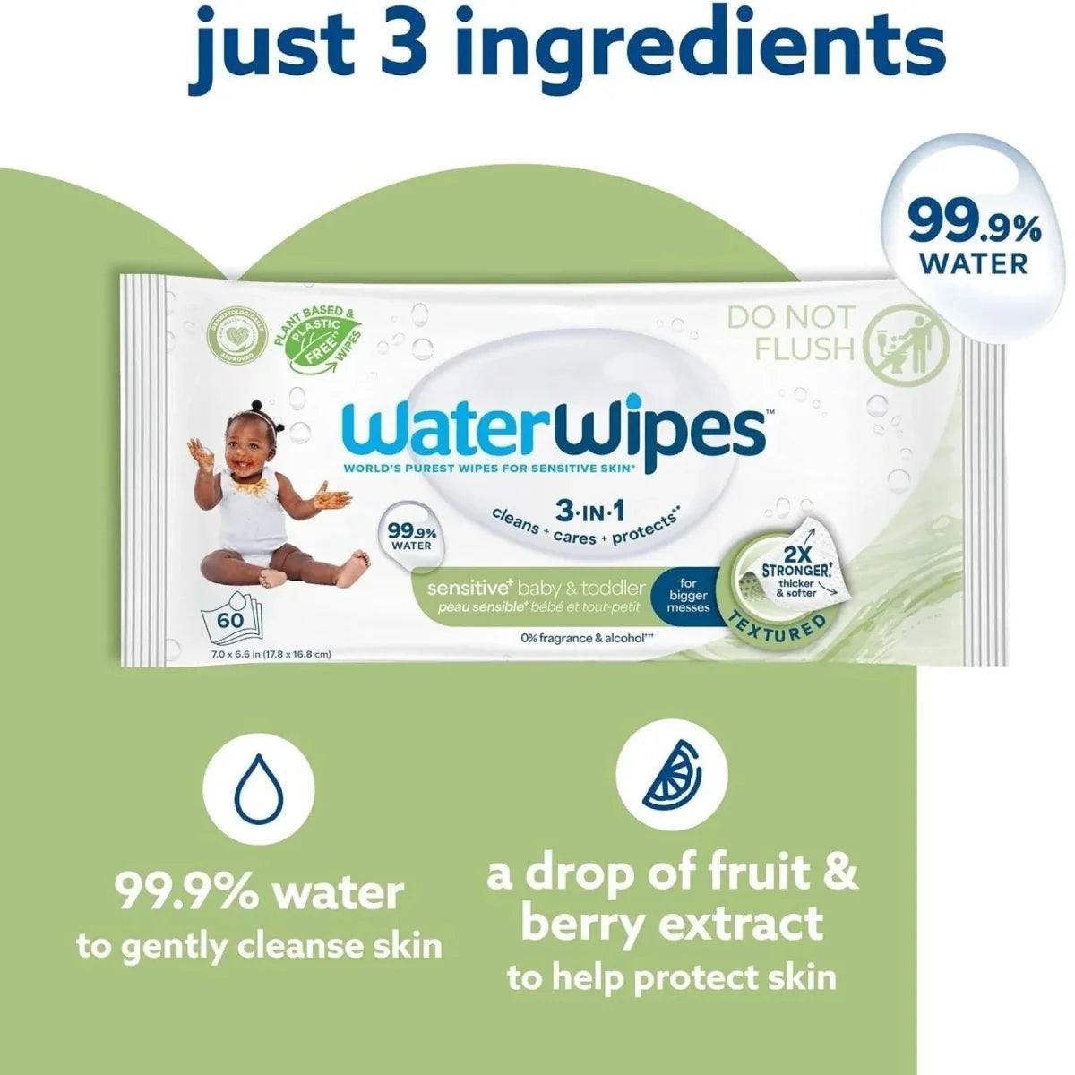 WaterWipes Textured Baby Wipes 60 pcs