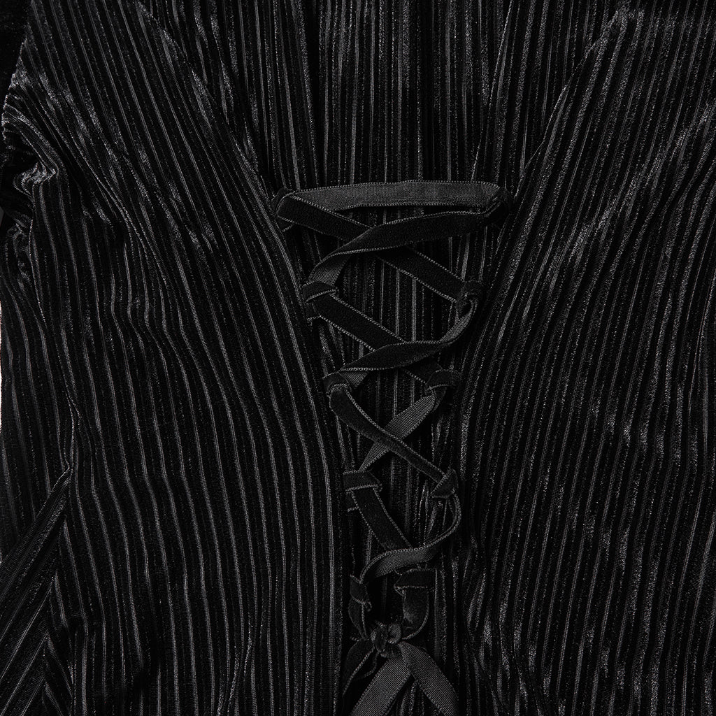Punk Rave Daily Goth Shirt – Black Velvet Victorian Lace Blouse