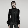 Punk Rave Daily Goth Shirt – Black Velvet Victorian Lace Blouse
