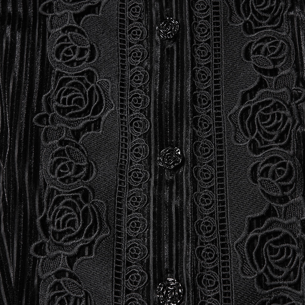 Punk Rave Daily Goth Shirt – Black Velvet Victorian Lace Blouse