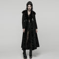 Punk Rave Goth Gorgeous Plush Coat – Black Faux Fur Jacquard