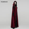 Punk Rave Seraphiel Gothic Velvet Cloak – Red Hooded Lace Cape