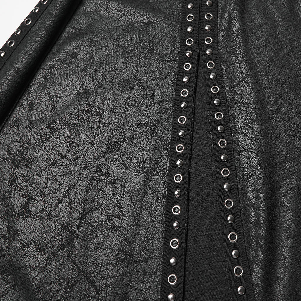 Punk Rave Gothic Hooded Cloak – Full-Length Jacquard & Faux Leather