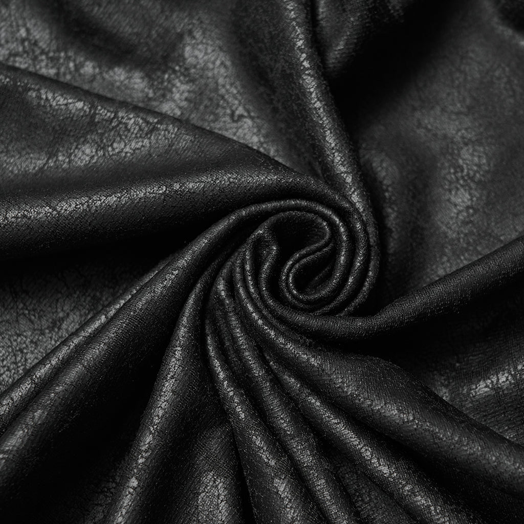 Punk Rave Gothic Hooded Cloak – Full-Length Jacquard & Faux Leather