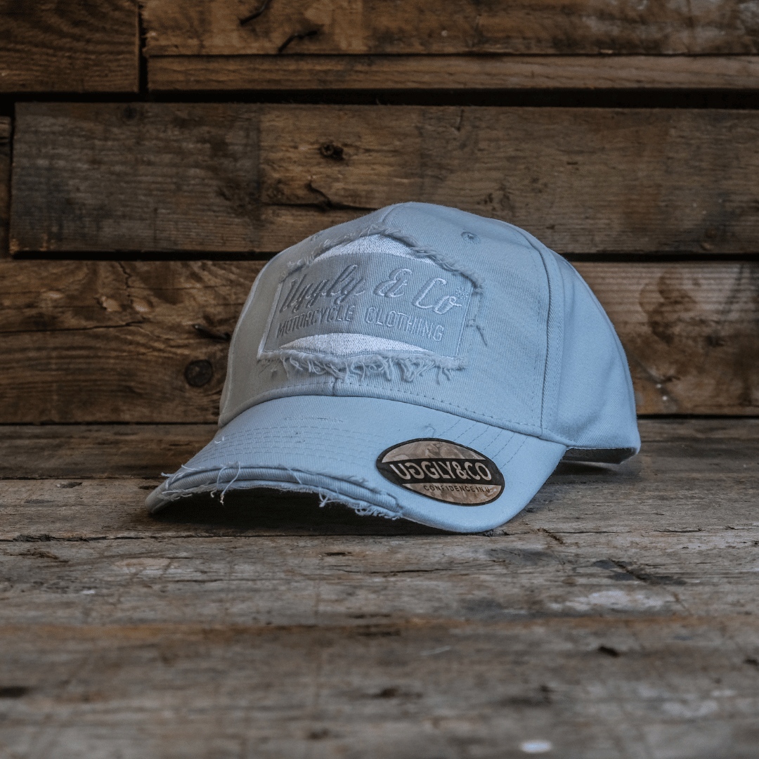 Uggly and Co Arctic Blue Diamond Vintage Cap – Acid Wash Distressed Hat