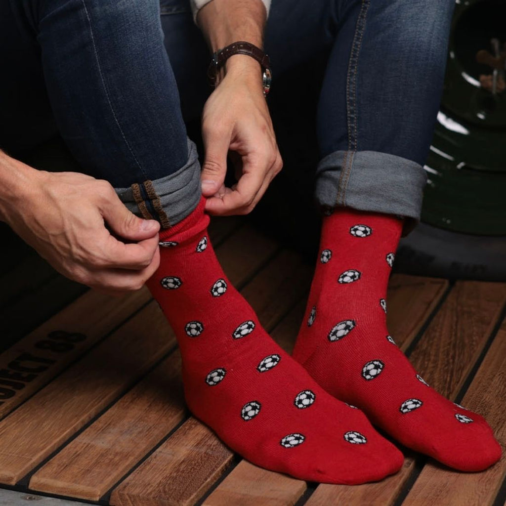 Swole Panda Red Football Bamboo Socks – Durable & Soft Athletic Wear