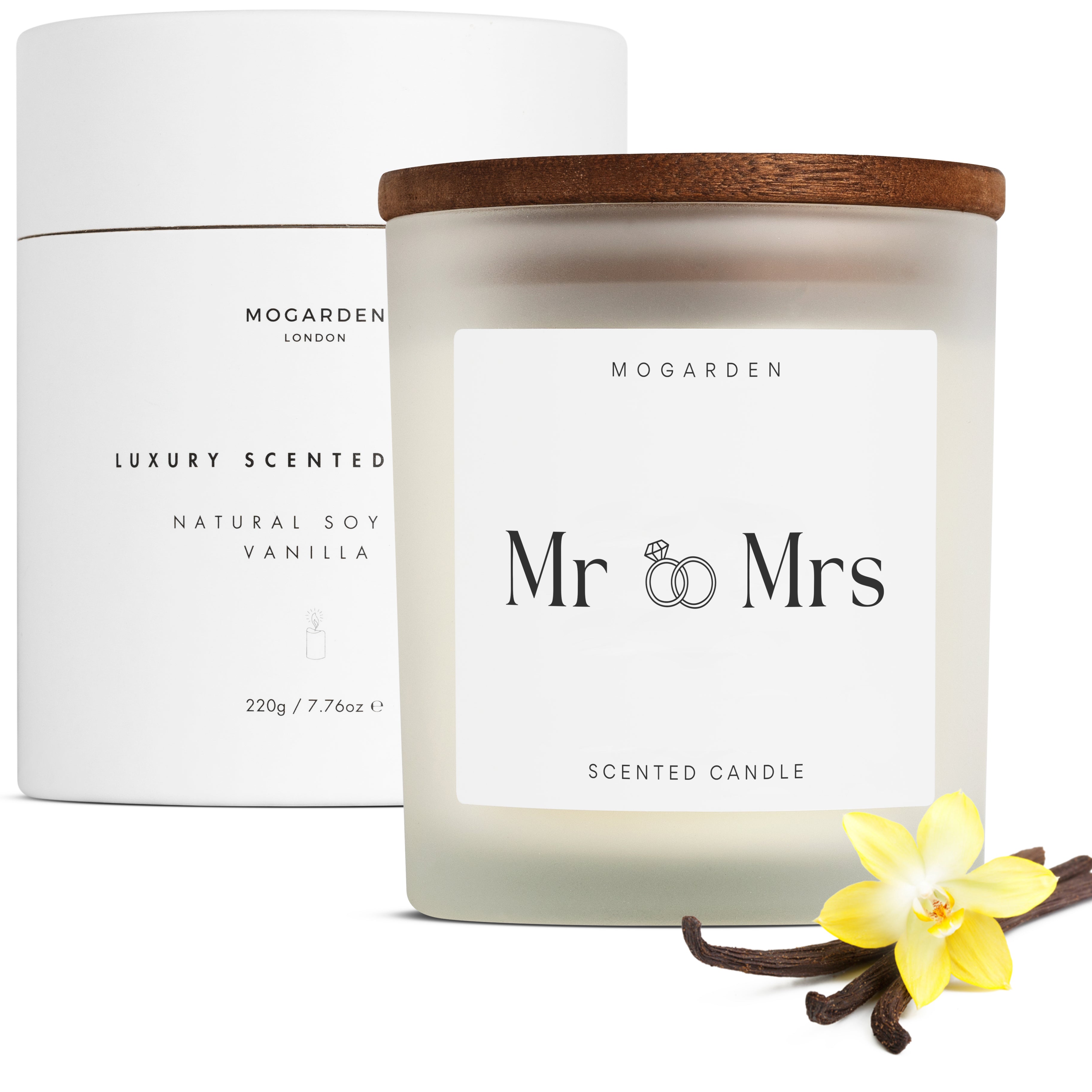 Mogarden Wedding Candle – Luxury Vanilla Soy Wax Mr & Mrs Gift
