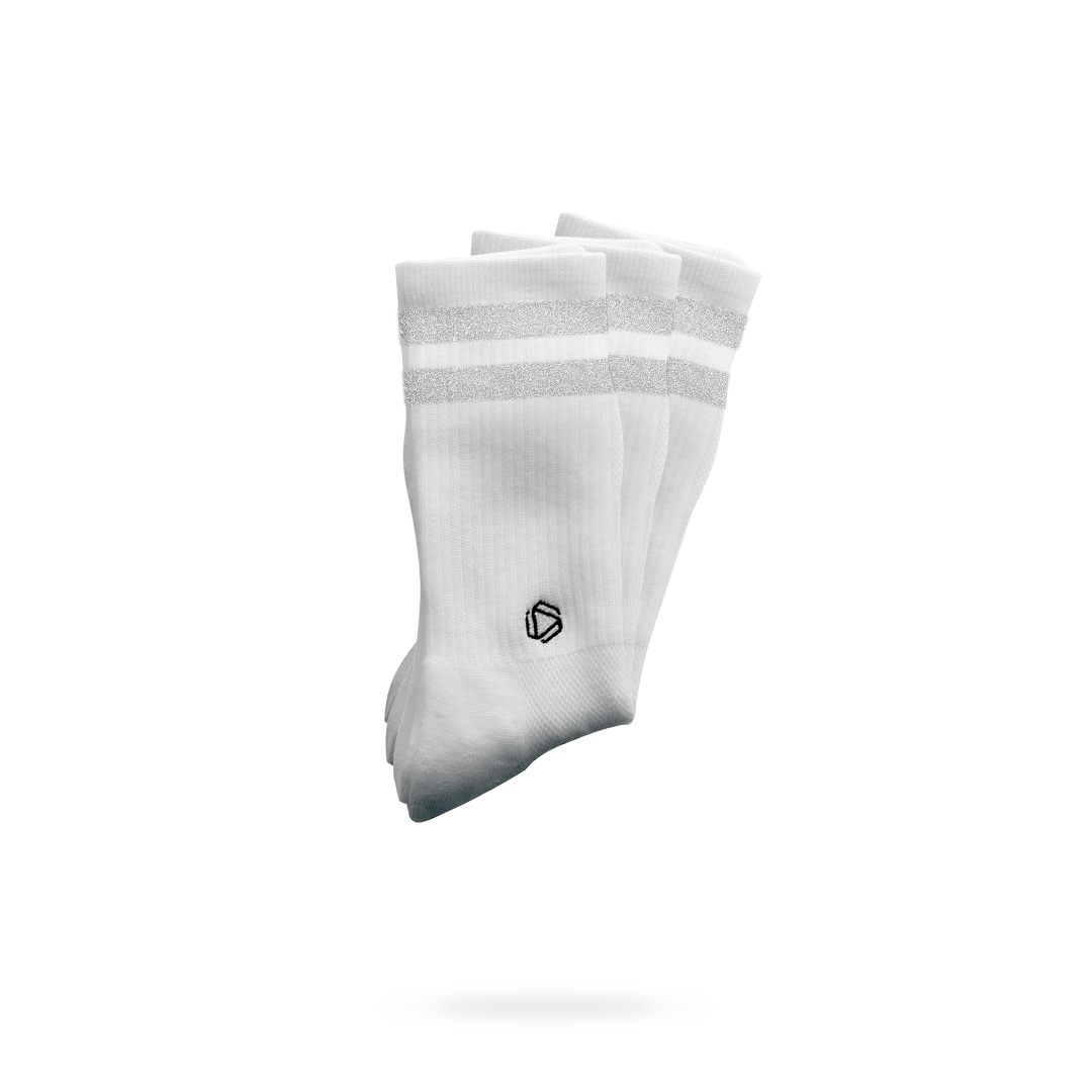 White Reflective 2Stripe 3 Pack