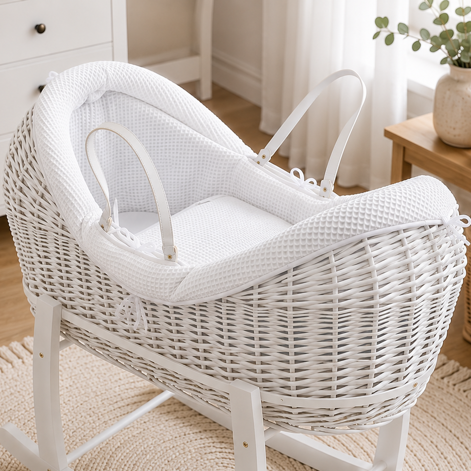 For Your Little One Wicker Pod Deluxe Moses Basket with Mattress