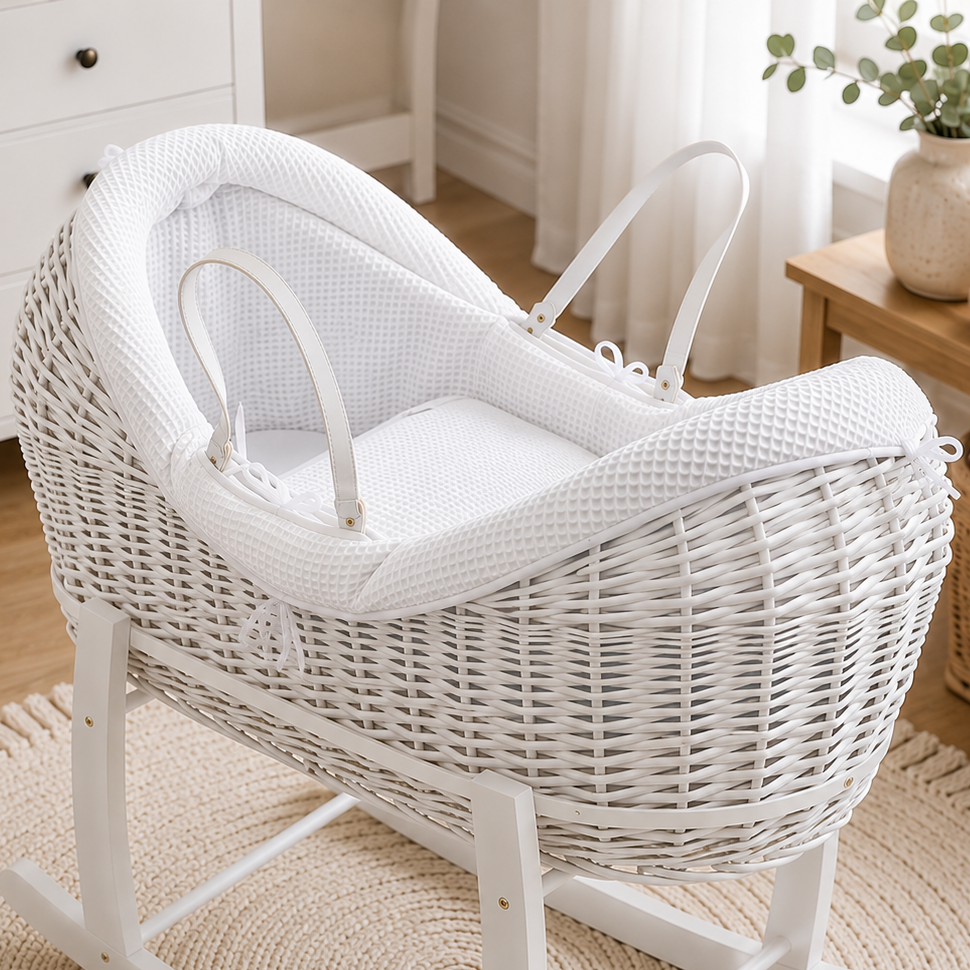 For Your Little One Wicker Pod Deluxe Moses Basket with Mattress