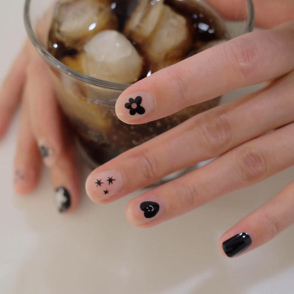 LuLuFun Studio White Bunny Black Nail Wraps – Manicure Art Decals