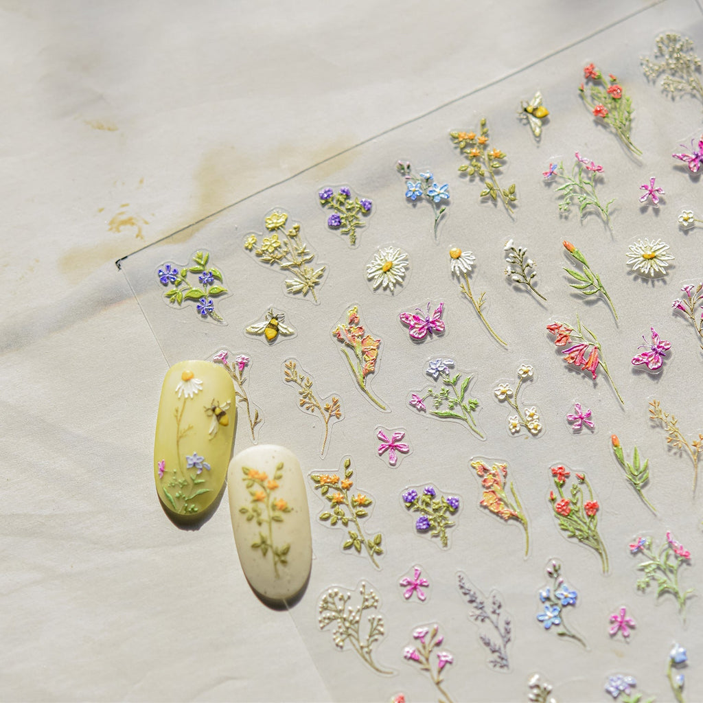 LuLuFun Studio Spring Wild Flower Nail Deco Stickers - Floral Nail Art