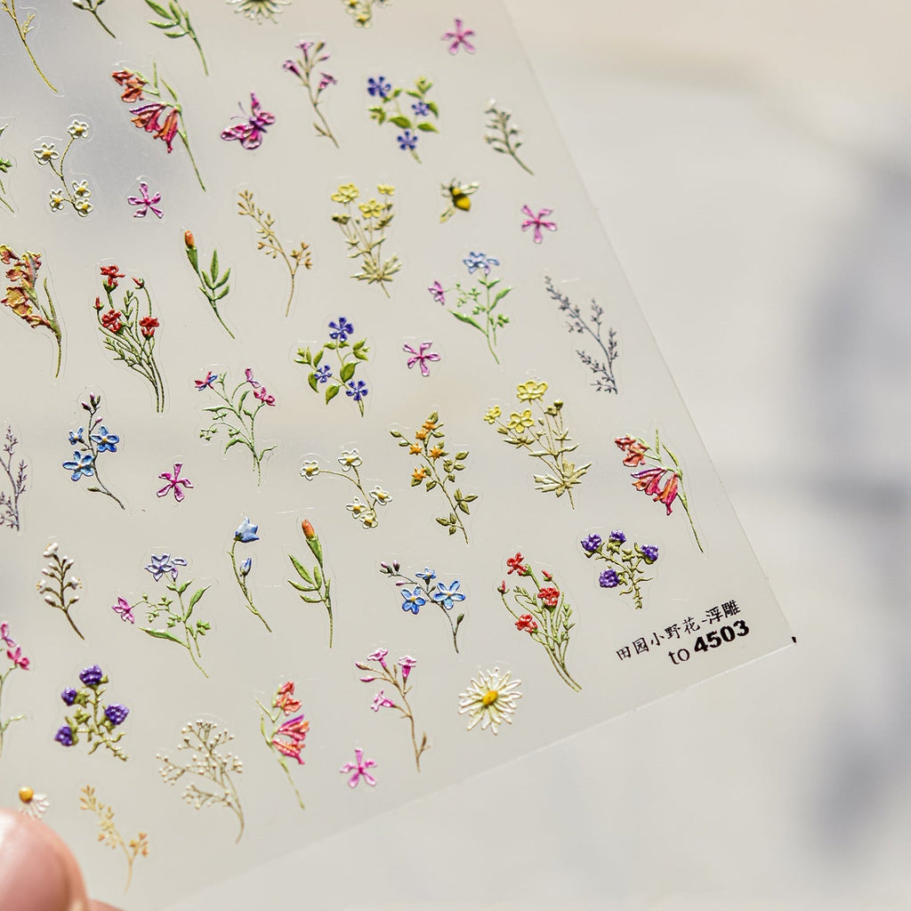LuLuFun Studio Spring Wild Flower Nail Deco Stickers - Floral Nail Art