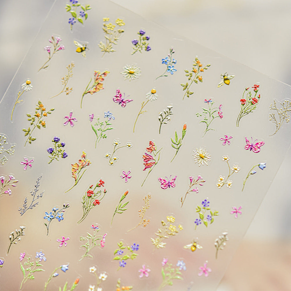 LuLuFun Studio Spring Wild Flower Nail Deco Stickers - Floral Nail Art