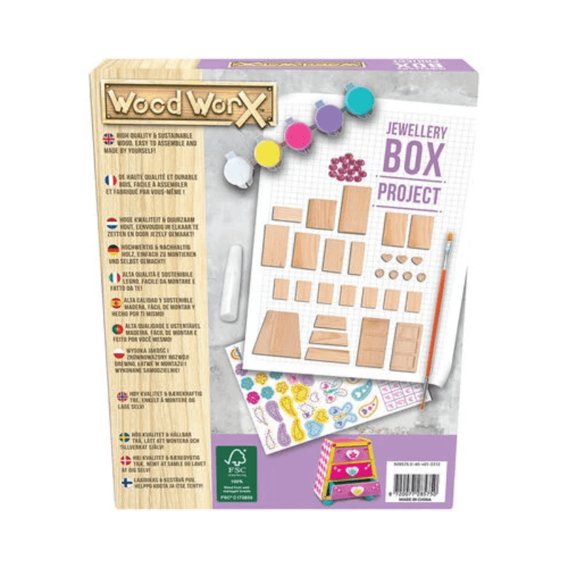 Wood Worx DIY Wooden Jewellery Box Craft Kit - Decorate Your Own