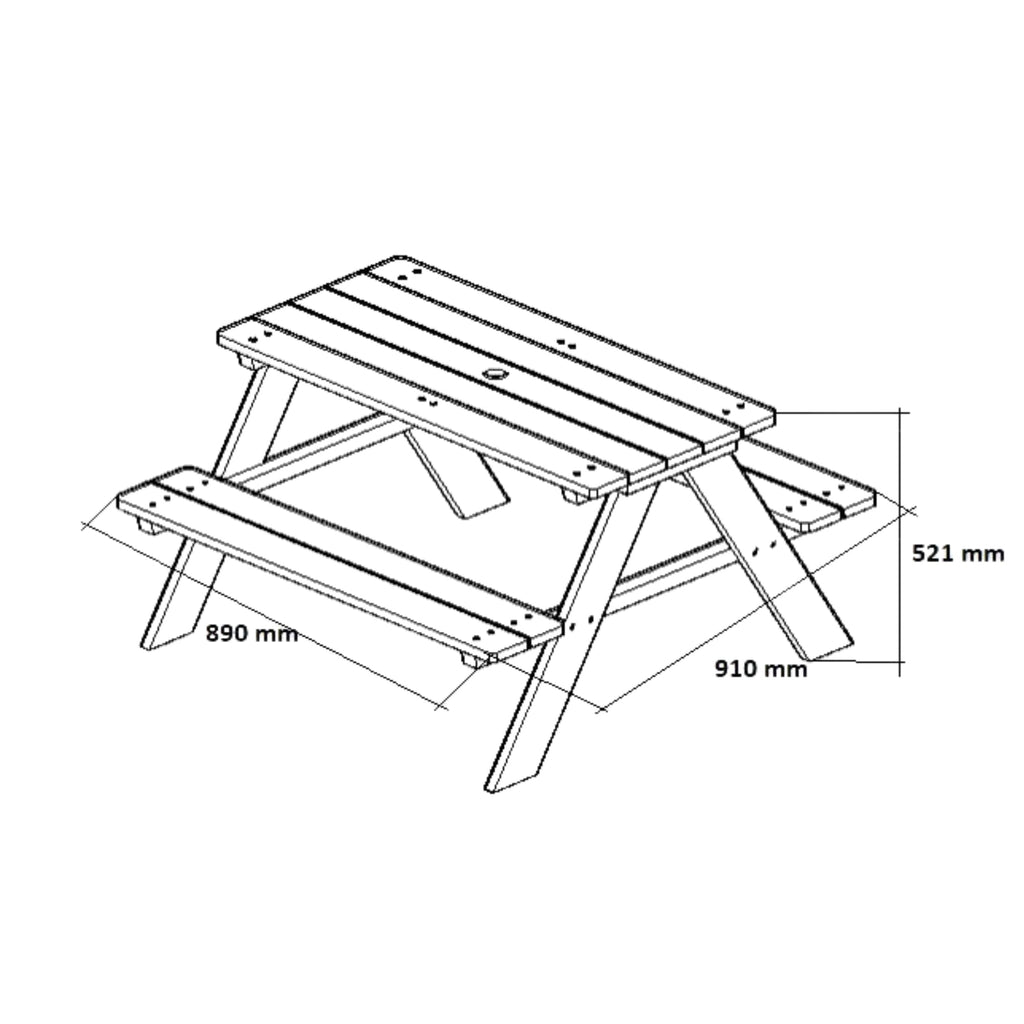 Kub Kids 3-in-1 Wooden Picnic Table With Removable Trays