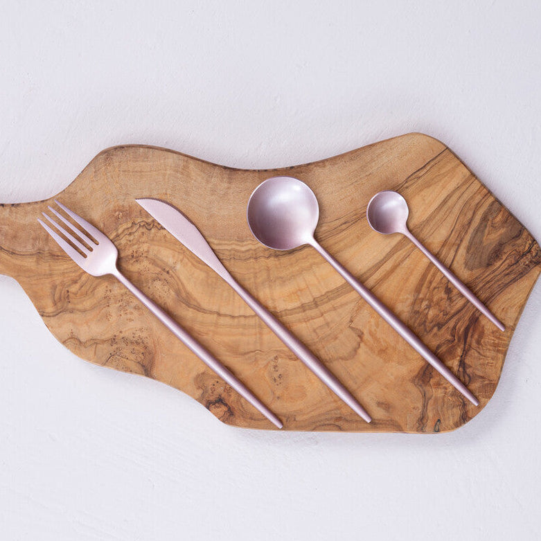 Orsina Avie 16-Piece Matte Pink Cutlery Set | Stainless Steel Flatware