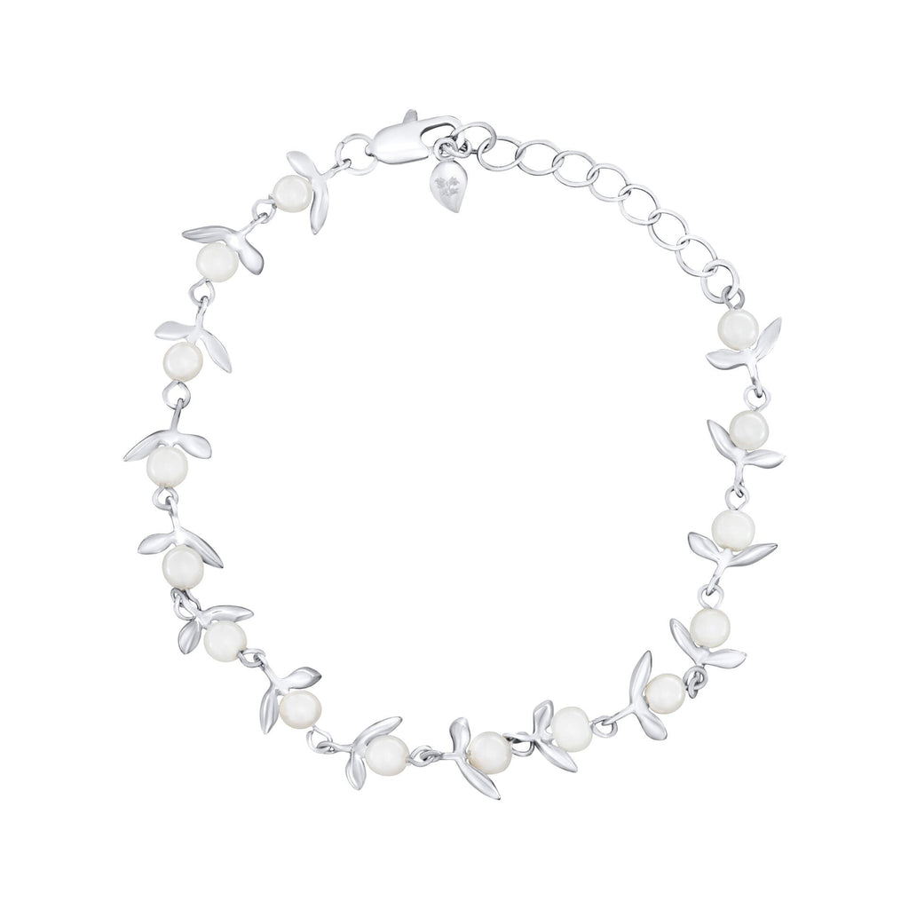 Gecko Jewellery Cottage Sprig Silver-Plated Pearl Bracelet