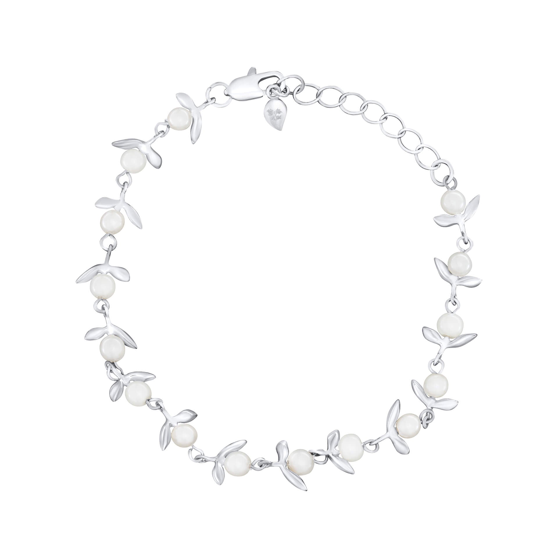 Gecko Jewellery Cottage Sprig Silver-Plated Pearl Bracelet
