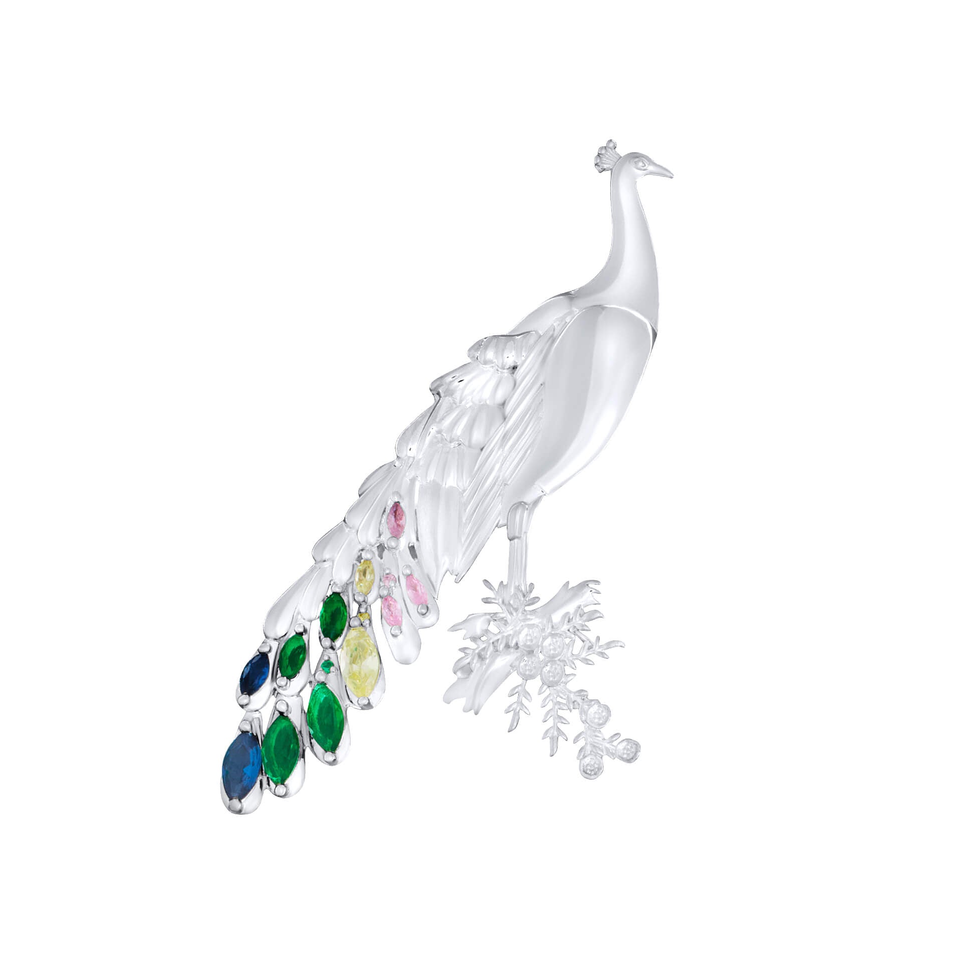 Laura Ashley Belvedere Peacock Brooch – Silver Plated Crystal Pin