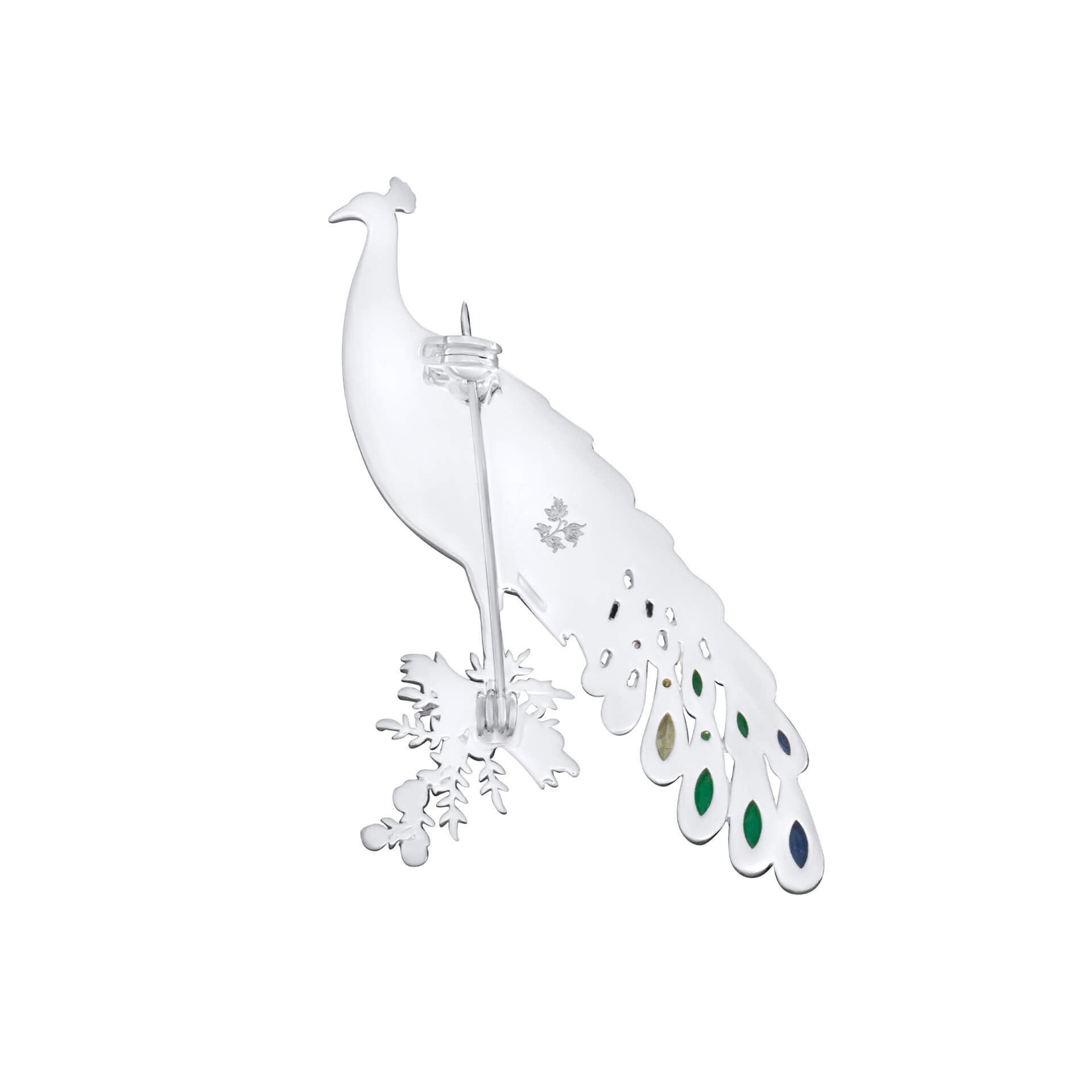 Laura Ashley Belvedere Peacock Brooch – Silver Plated Crystal Pin