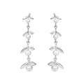 Gecko Jewellery Cottage Sprig Silver-Plated Pearl Drop Earrings