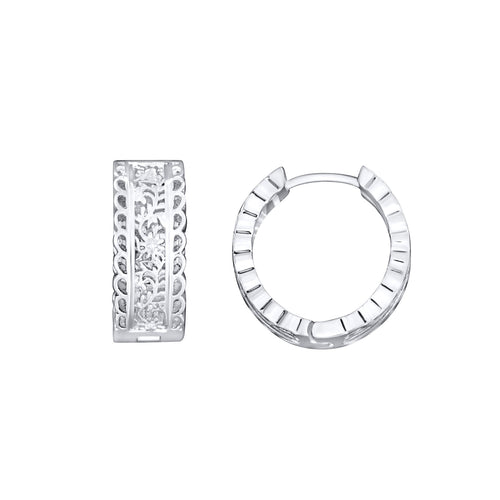 Laura Ashley Paisley Lace Hoop Earrings – Silver Plated Floral Hoops