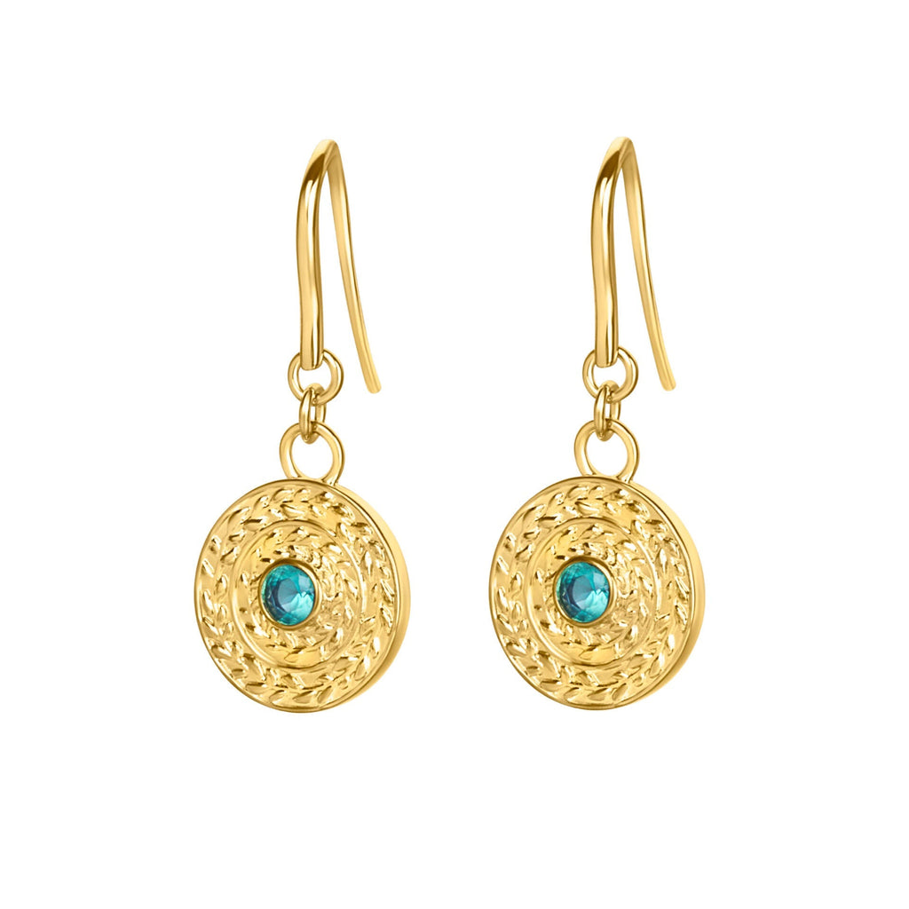 Laura Ashley Leaf Border Drop Earrings – Yellow Gold Plated Brass