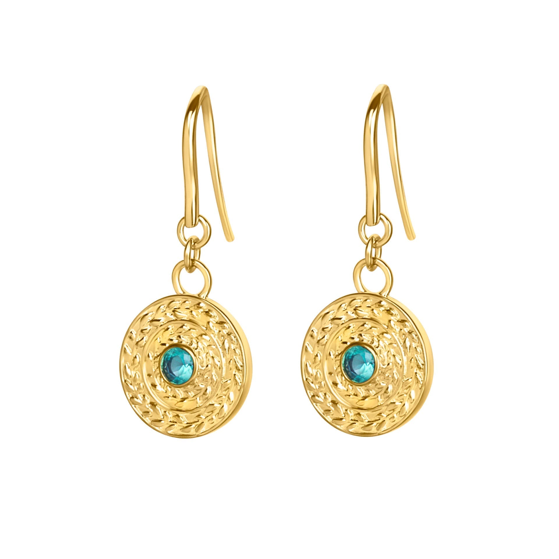 Laura Ashley Leaf Border Drop Earrings – Yellow Gold Plated Brass