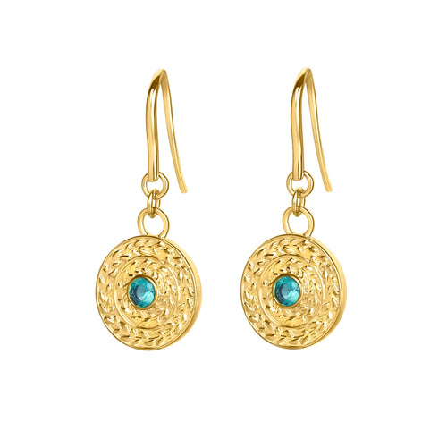 Laura Ashley Leaf Border Drop Earrings – Yellow Gold Plated Brass