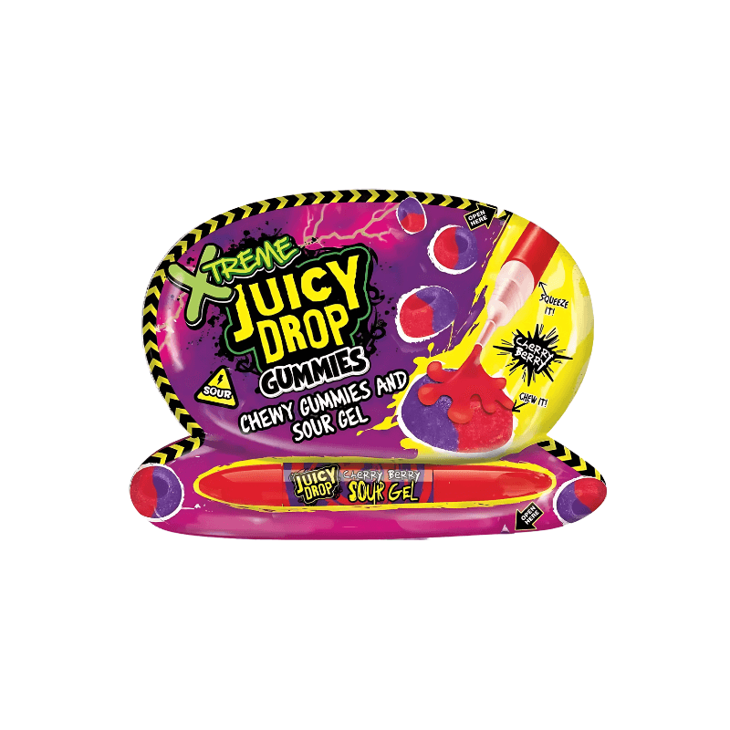 Juicy Drop Xtreme Cherry Berry Gummies & Sour Gel Novelty Candy