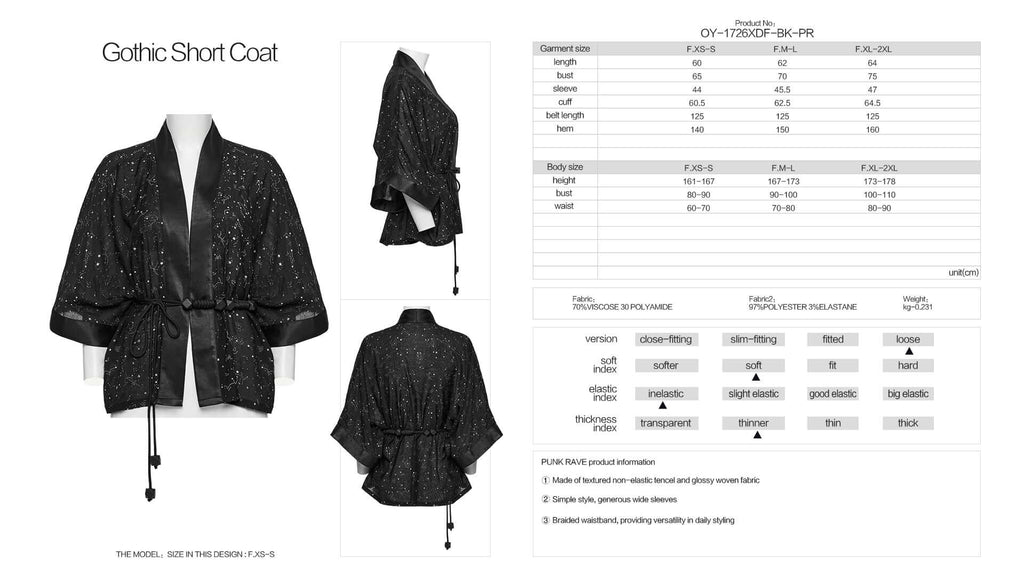 Punk Rave Augusta Constellation Print Kimono Jacket – Textured Tencel