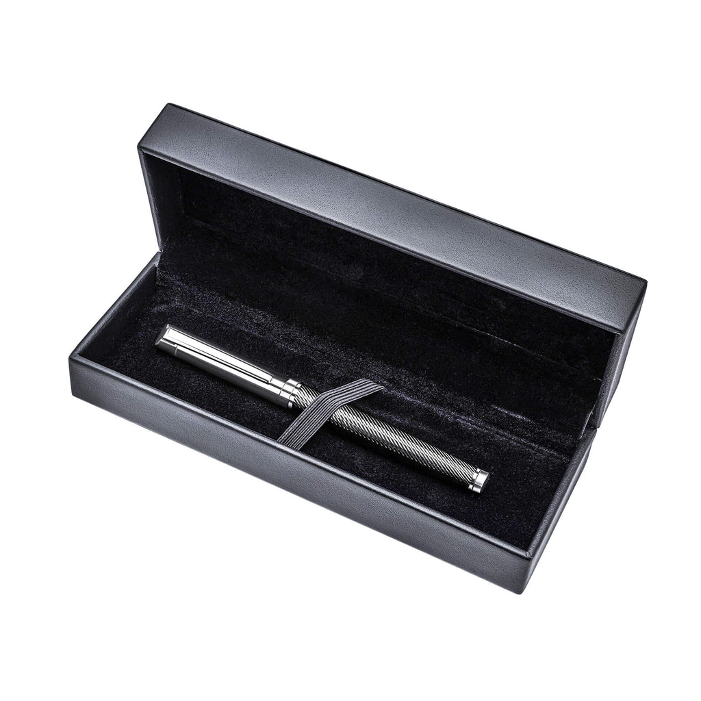 Fred Bennett Stainless Steel Ballpoint Pen in Leather Gift Case
