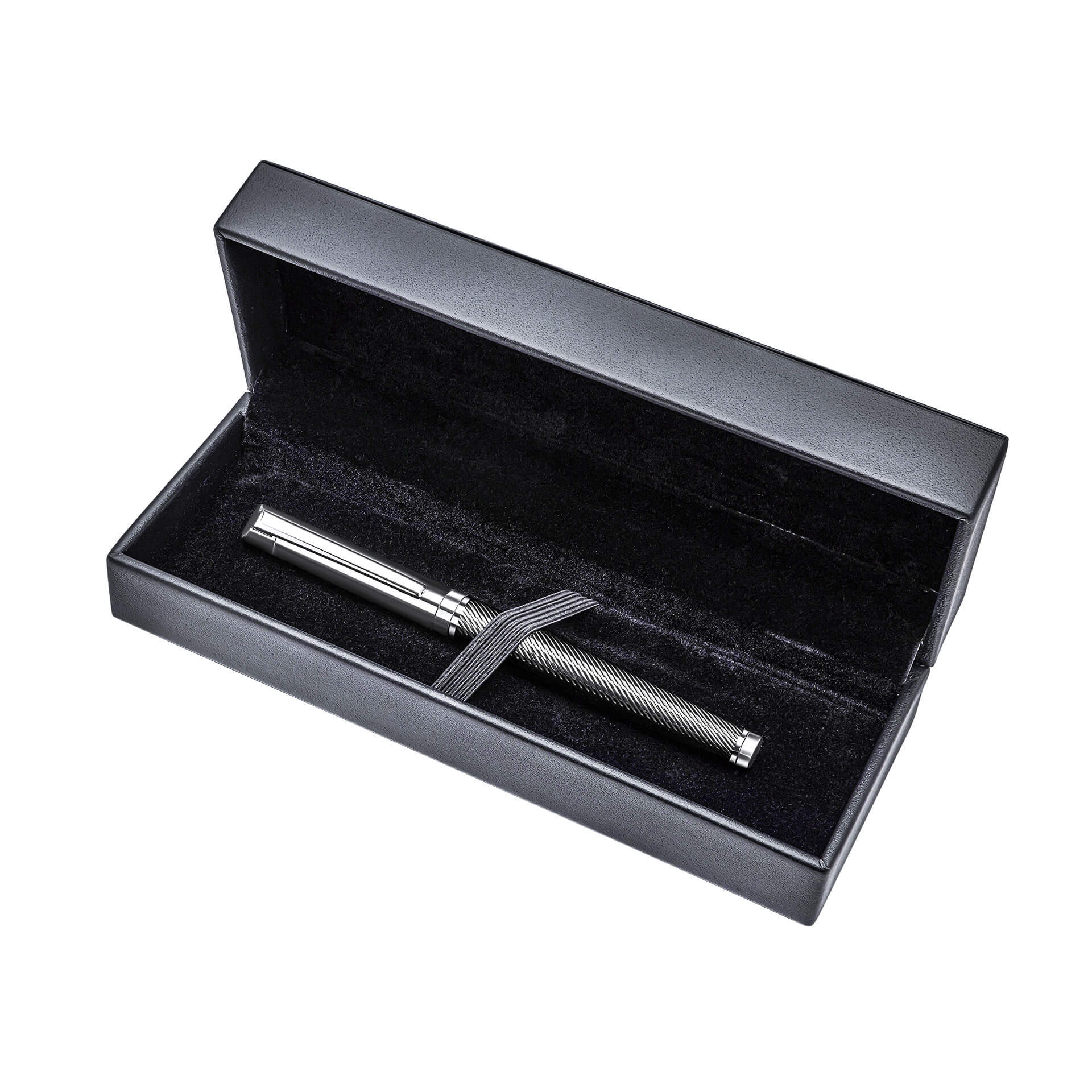Fred Bennett Stainless Steel Ballpoint Pen in Leather Gift Case