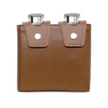 Gecko Jewellery Twin 3oz Brown Leather Hip Flasks with Case Set