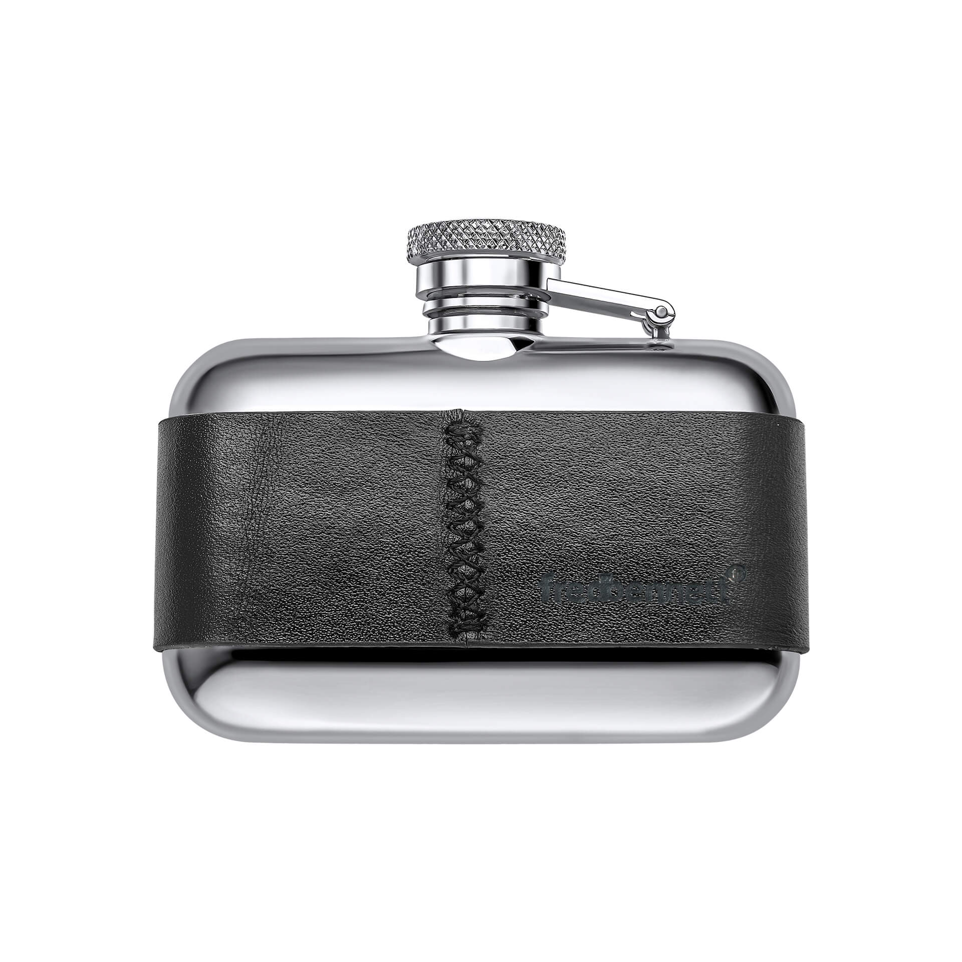 Gecko Jewellery Retail – Black Leather & Stainless Steel 3oz Hip Flask