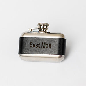 Gecko Jewellery Retail – Black Leather & Stainless Steel 3oz Hip Flask