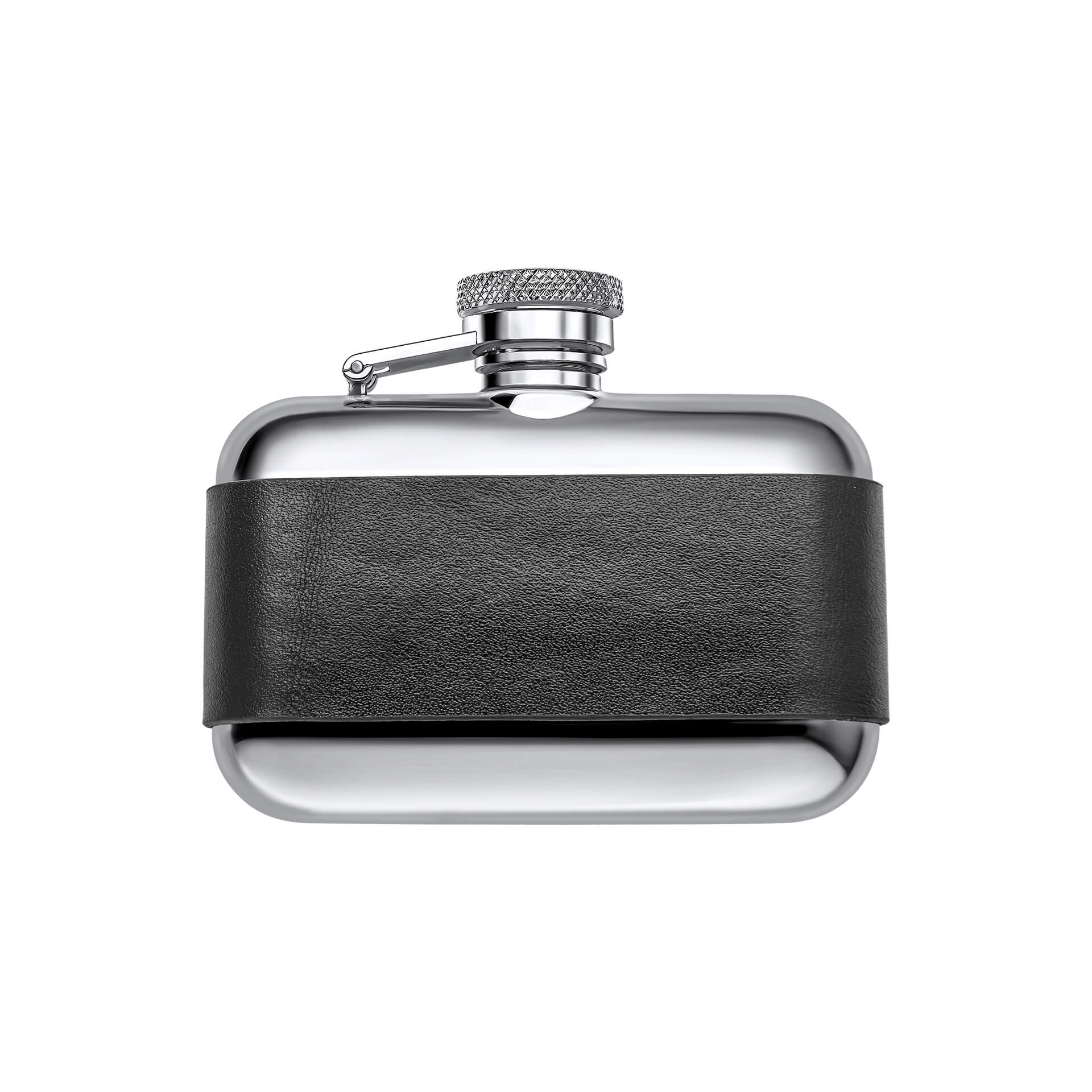 Gecko Jewellery Retail – Black Leather & Stainless Steel 3oz Hip Flask