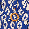 Yumi Blue Abstract Geo Print Relaxed Midi Shirt Dress With Belt