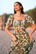 Yumi White Cotton Voile Safari Ruched Crop Top