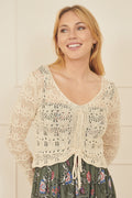 Yumi Ivory Crochet Top With Front Ruching