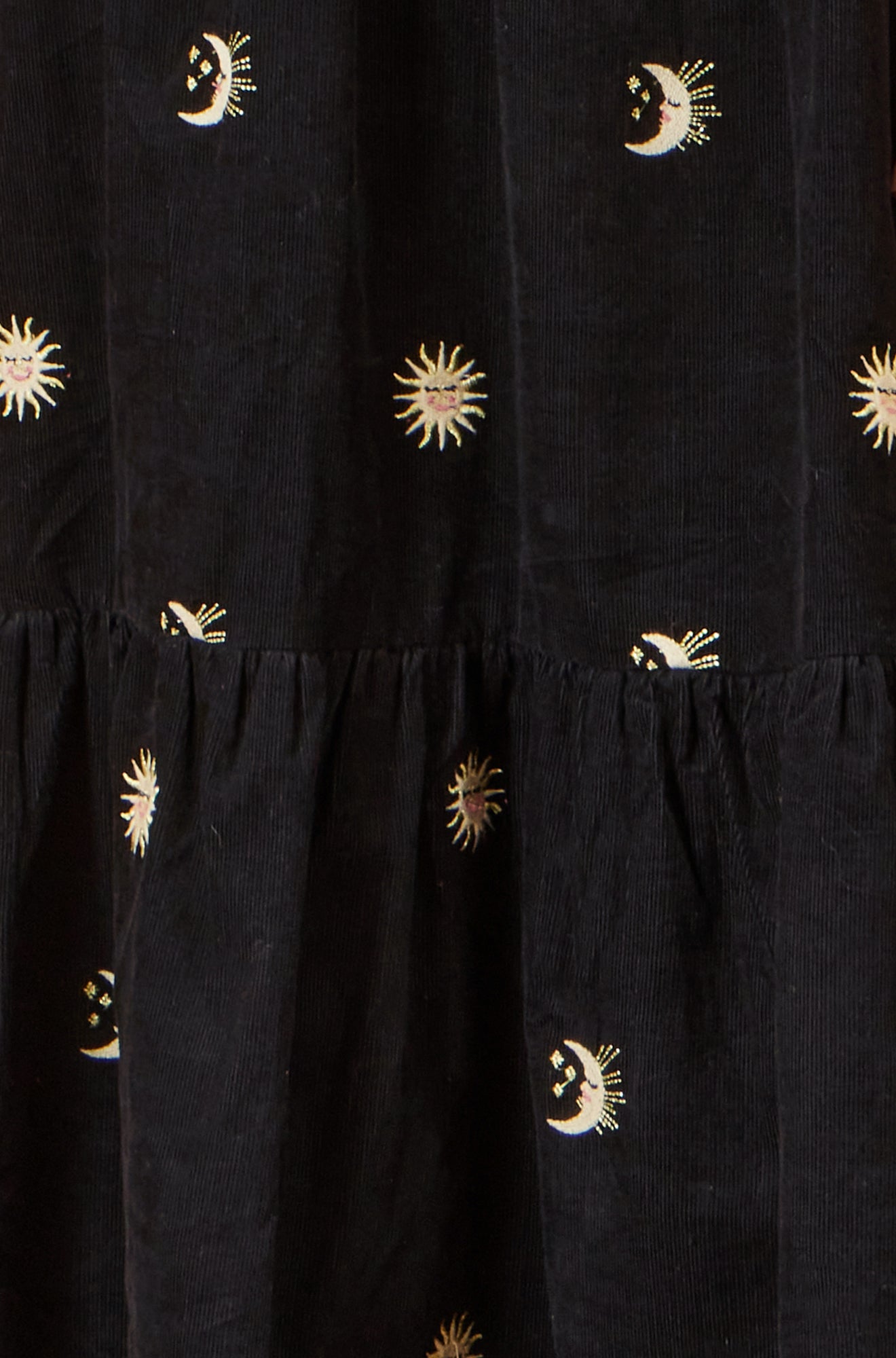 Yumi Black Cosmic Embroidery Cord Midi Shirt Dress