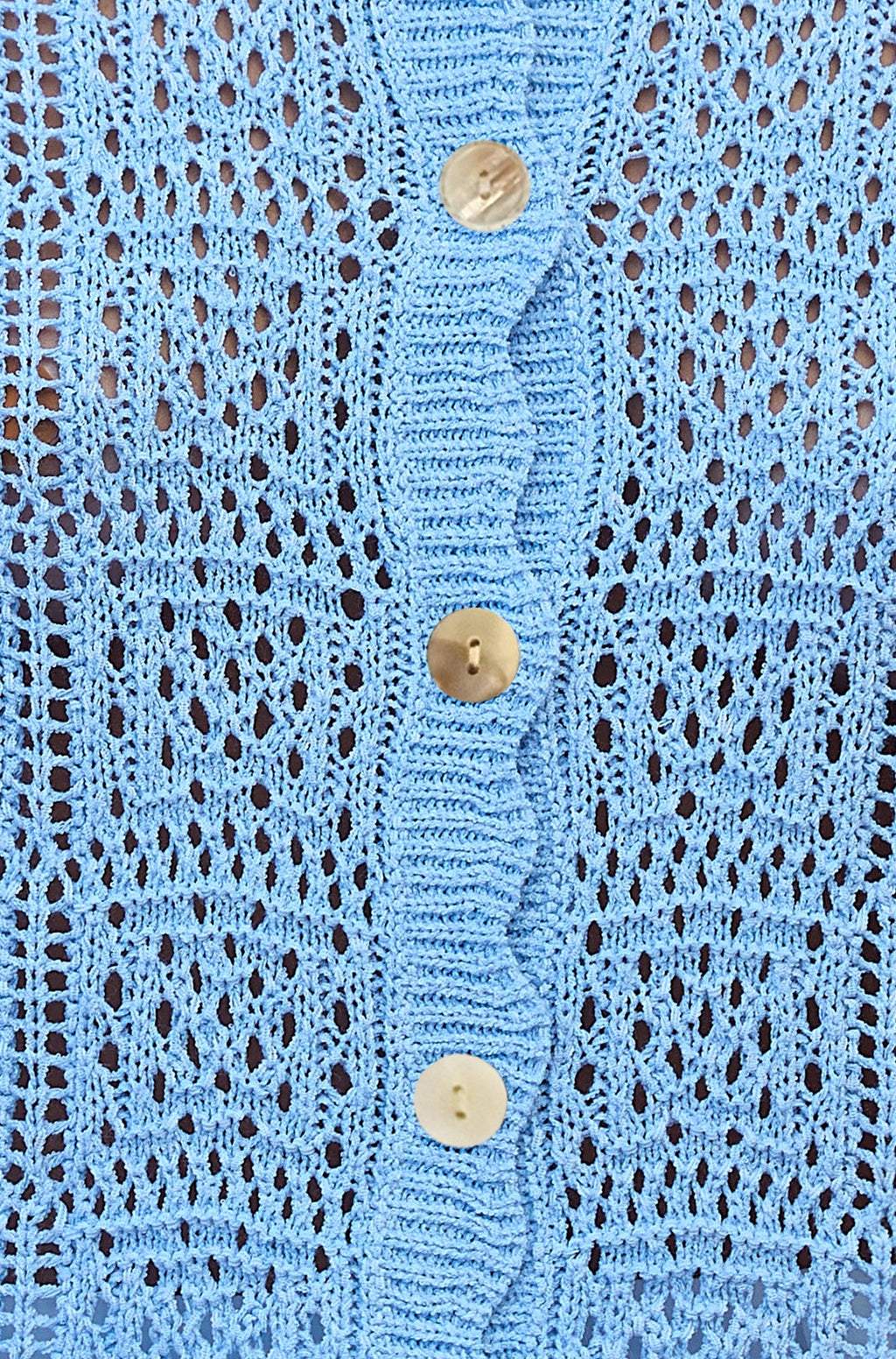 Yumi Blue Crochet Short Sleeve Cardigan