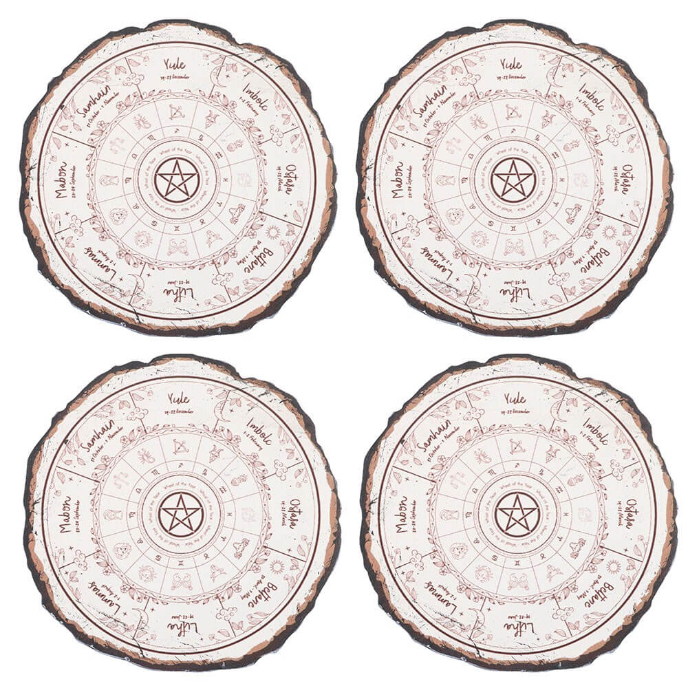 Wheel of the Year Coaster Set | Kate's Clothing Wood Slice Coasters
