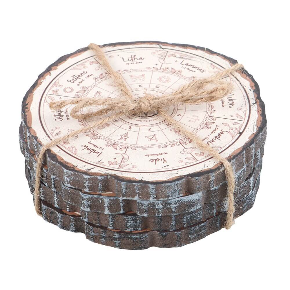 Wheel of the Year Coaster Set | Kate's Clothing Wood Slice Coasters