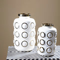 Orsina Curva Small Ceramic Vase – White and Gold Modern Table Decor