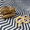 Orsina Serpent Gold Coasters with Holder | Set of 4 Textured Metal