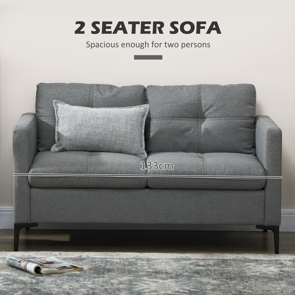 HOMCOM Modern 2 Seater Sofa – Upholstered Loveseat for Living Room