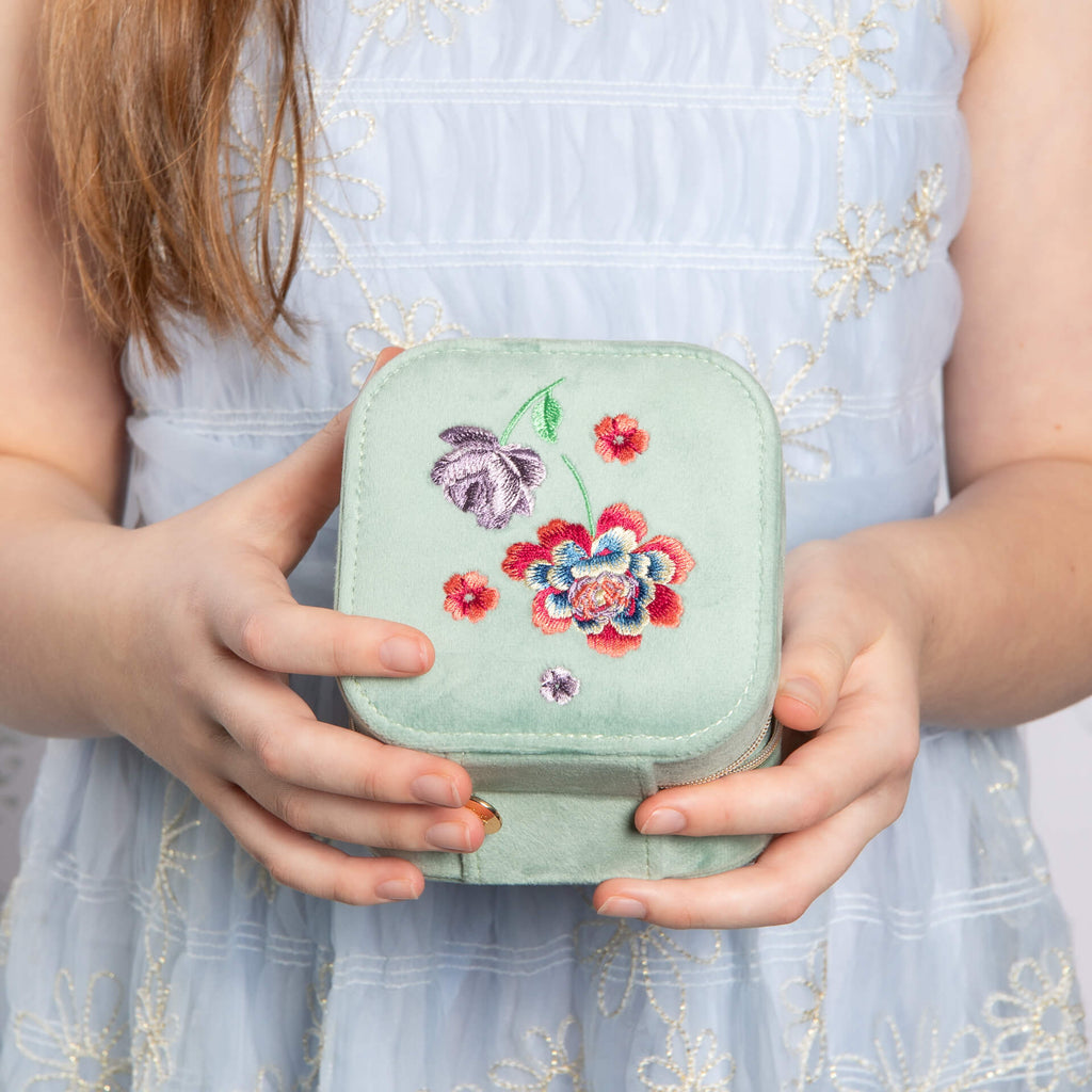 Laura Ashley Elveden Embroidered Jewellery Box | Floral Storage Case